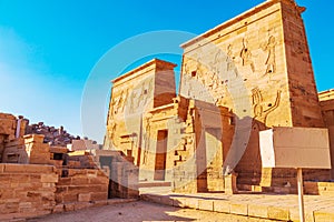 Temple of Isis on the island of Philae. Travel and tourist attractions