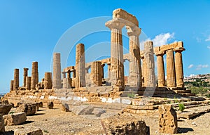 Temple of Juno located in the park of the Valley of the Temples in Agrigento, Sicily