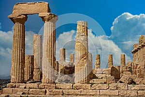 Temple of Juno Roman ruins at Agrigento Sicily photo
