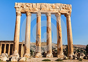 Temple of Jupiter in Baalbek ancient Roman ruins, Bekaa Valley of Lebanon photo