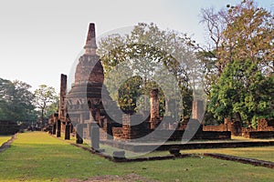 A temple in Kamphaeng Phet Province In the ruins of the royal temple,