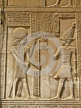 Temple of Kom Ombo, Egypt: the Pharaoh and god Horus