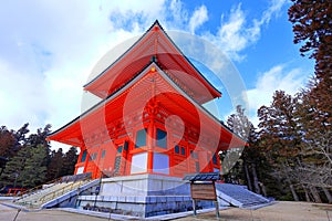 Temple in Kongobu-ji Danjo Garan area, a historical Buddhist temple complex at Koyasan, Koya,