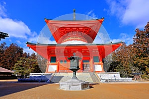 Temple in Kongobu-ji Danjo Garan area, a historical Buddhist temple complex at Koyasan, Koya,