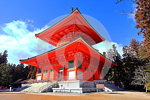 Temple in Kongobu-ji Danjo Garan area, a historical Buddhist temple complex at Koyasan, Koya,