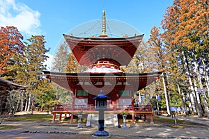 Temple in Kongobu-ji Danjo Garan area, a historical Buddhist temple complex at Koyasan, Koya,