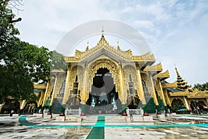 Temple Kyauk Taw Gyi Pagoda in Yangon, Myanmar (Burma) They are public domain or treasure of Buddhism