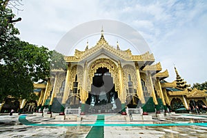Temple Kyauk Taw Gyi Pagoda in Yangon, Myanmar (Burma) They are public domain or treasure of Buddhism photo