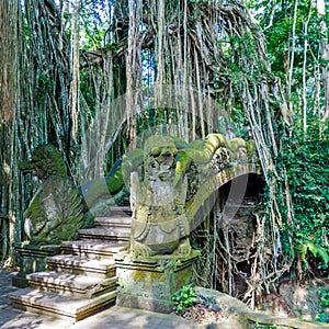 Temple ladder in Monkey forest, Ubud, Bali