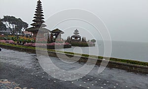Temple on the lake at Bedugul Bali Island in Indonesia