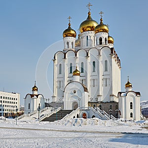 Temple in Magadan. Winter