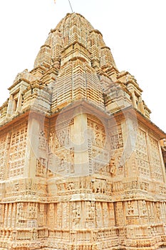 Temple in massive Chittorgarh Fort and grounds rajasthan india