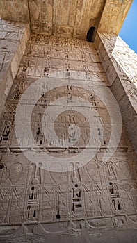 Temple of Medinet Habu. Egypt, Luxor. The Mortuary Temple of Ramesses III at Medinet Habu is an important New Kingdom period