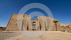 Temple of Medinet Habu. Egypt, Luxor. The Mortuary Temple of Ramesses III at Medinet Habu is an important New Kingdom period