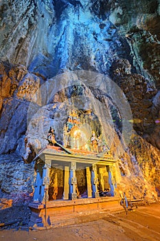 Temple in the middle of a cavern at Batu Caves Temple complex in Kuala Lumpur
