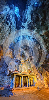 Temple in the middle of a cavern at Batu Caves Temple complex in Kuala Lumpur