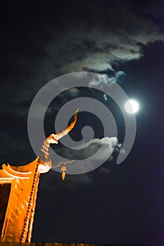 Temple and moon full in north Thailand