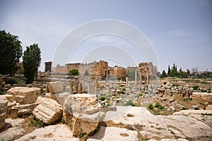 The Temple of the Muses. The ruins of the Roman city of Heliopolis or Baalbek in the Beqaa Valley. Baalbek, Lebanon