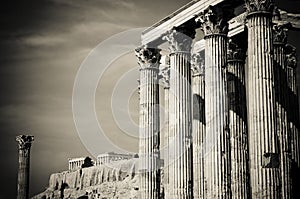 Temple of Olympian Zeus and Acropolis, Athens photo