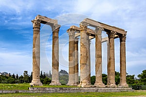 The Temple of Olympian Zeus, also known as the Olympieion or Columns of the Olympian Zeus, is a former colossal temple at the cent