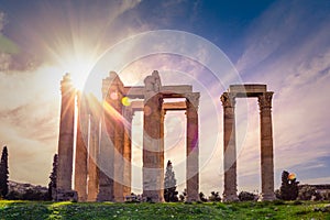 The Temple of Olympian Zeus Greek: Naos tou Olimpiou Dios, also known as the Olympieion, Athens.