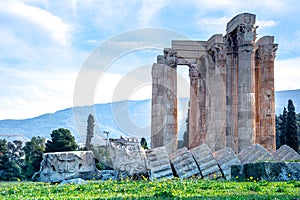 The Temple of Olympian Zeus Greek: Naos tou Olimpiou Dios, also known as the Olympieion, Athens.