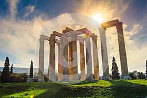 The Temple of Olympian Zeus Greek: Naos tou Olimpiou Dios, also known as the Olympieion, Athens. photo