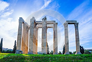 The Temple of Olympian Zeus Greek: Naos tou Olimpiou Dios, also known as the Olympieion, Athens. photo