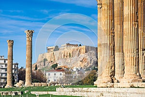 The Temple of Olympian Zeus Greek: Naos tou Olimpiou Dios, also known as the Olympieion, Athens. photo