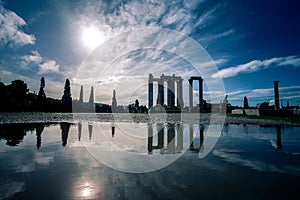 The Temple of Olympian Zeus Greek: Naos tou Olimpiou Dios, also known as the Olympieion, Athens. photo