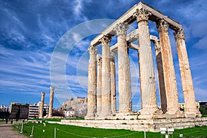 The Temple of Olympian Zeus Greek: Naos tou Olimpiou Dios, also known as the Olympieion, Athens. photo