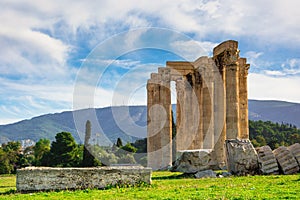 The Temple of Olympian Zeus Greek: Naos tou Olimpiou Dios, also known as the Olympieion, Athens. photo