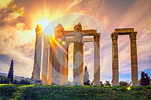 The Temple of Olympian Zeus Greek: Naos tou Olimpiou Dios, also known as the Olympieion, Athens. photo
