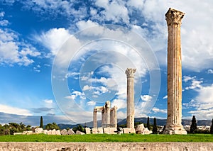 The Temple of Olympian Zeus is a monument of Greece and a former colossal temple at the center of the Greek capital Athens