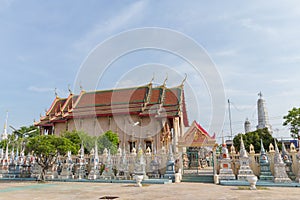 Temple with pagoda and sky background