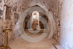 Temple of Pantokrator at Kithira Kastro, Ionian islands, Greece. Church with old frescoes