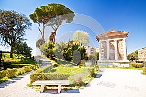 Temple Of Portuno Acient Landmark in Eternal City Of Rome park