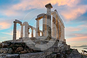 Temple of Poseidon at Cape Sounion, Attica - Greece.