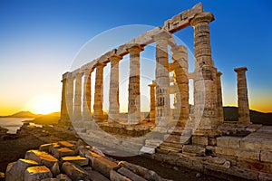 Temple of Poseidon at Cape Sounion, Greece photo