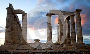 Temple of Poseidon on Sounion cape in Greece