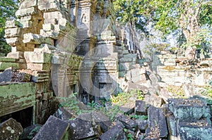 Temple rubble in Siem Reap, Cambodia