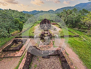 Temple ruin of the My Son complex, Vietnam. Vietnam opens to tourists again after quarantine Coronovirus COVID 19