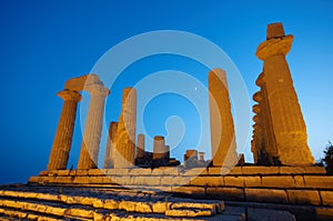 Temple ruins at night