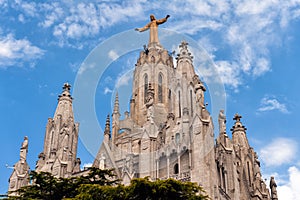 Temple of Sacred Heart of Jesus Expiatori del Sagrat Cor on Tibidabo mountain in Barcelona, Catalonia, Spain.