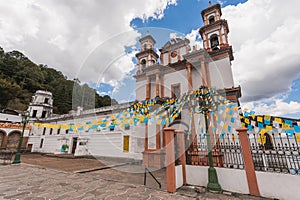 Temple of Santo Domingo de Guzman, in the Pueblo Magico of San Cristobal de las Casas, Chiapas, painted white with orange photo