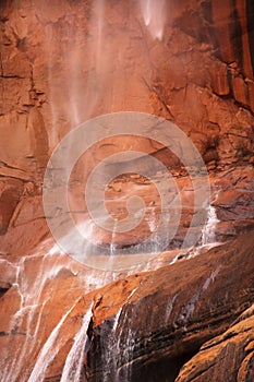 Temple Sinawava Waterfall Red Rock Zion Canyon