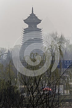 Temple in the smog