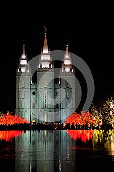 Temple Square Salt Lake City Utah with Christmas Lights