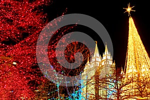 Temple Square Salt Lake City Utah with Christmas Lights
