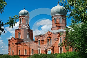 Temple of St. Michael`s village Podgornoye. Brick Russian Orthodox Church of the 19th century, built in 1889 photo